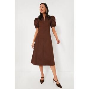 TUCKERNUCK Hyacinth House Chocolate Front Zip Midi Dress NWT Size Small